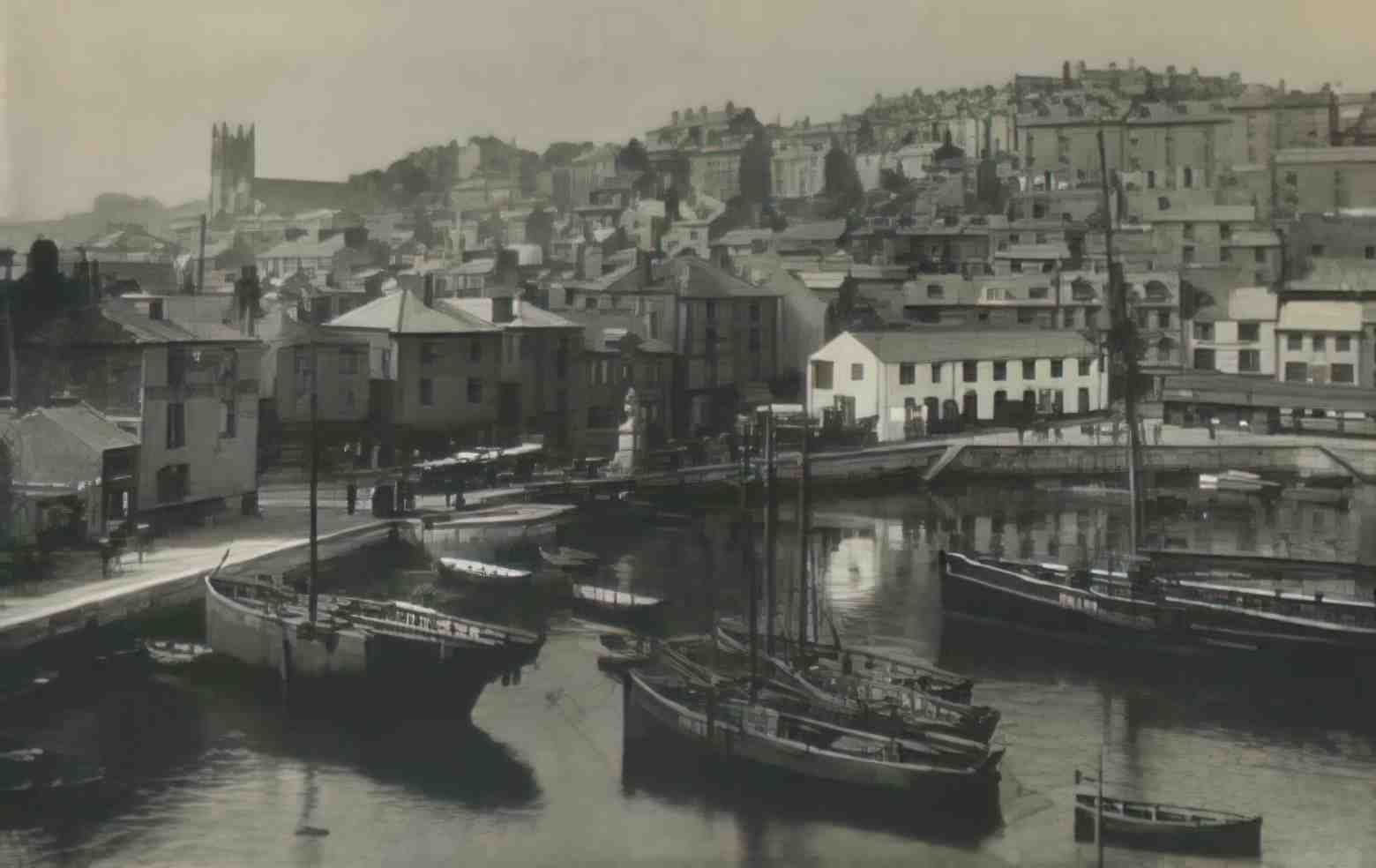 Devon Brixham The Town and Harbour c1930s Vintage A4 Photo Print