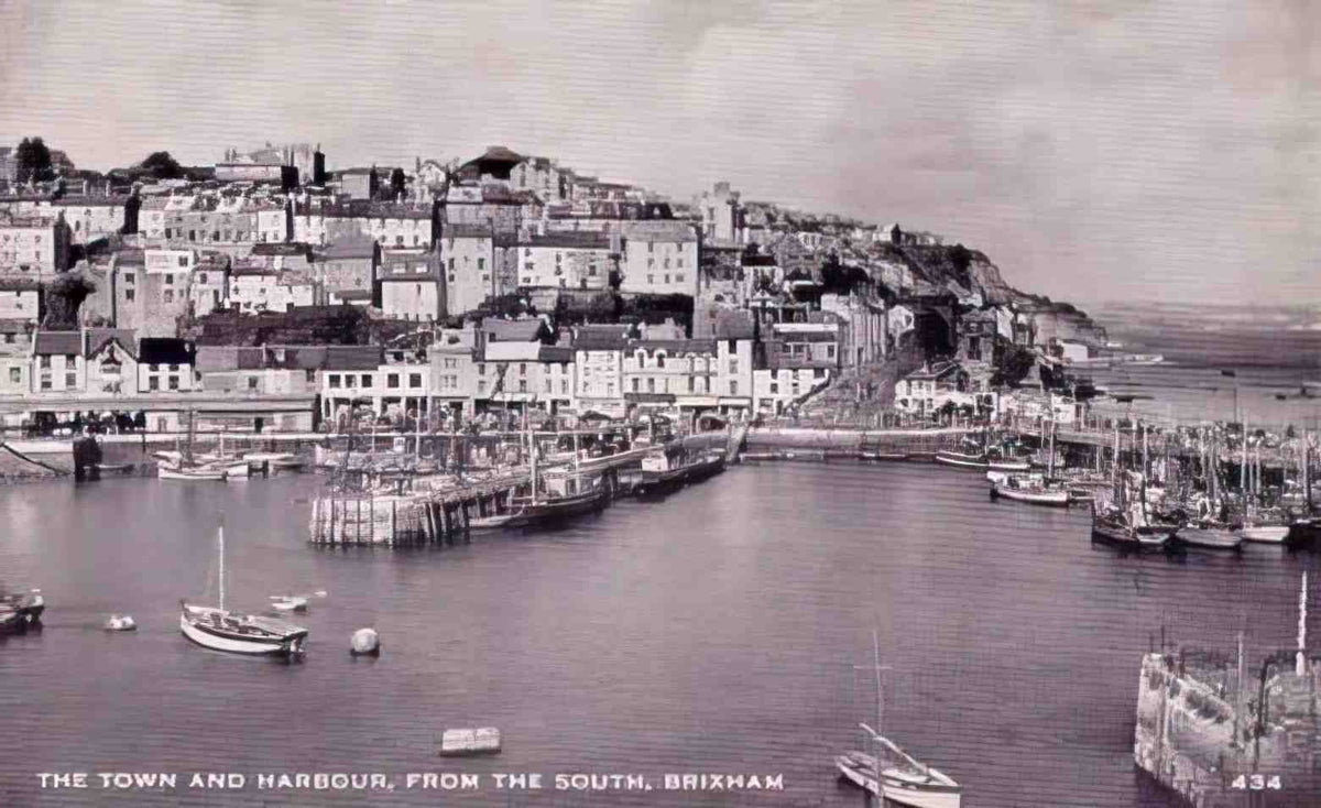 Devon Brixham Town 1950s Vintage A4 Photo Print