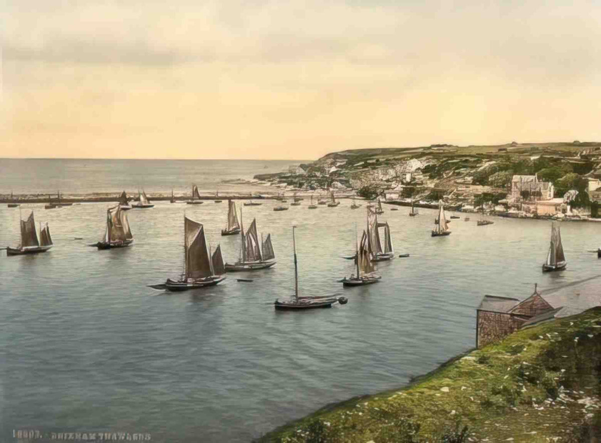 Devon Brixham Trawlers Vintage A4 Photo Print