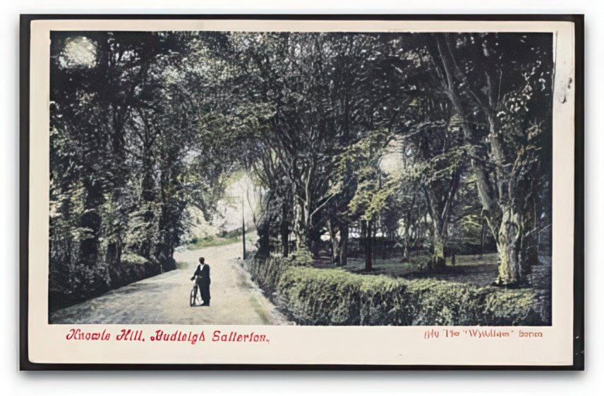 Devon Budleigh Salterton Knowle Hill Man Poses With Bicycle Rural Road Vintage A4 Photo Print