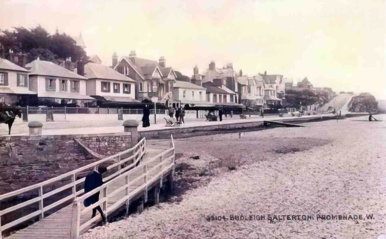 Devon Budleigh Salterton Promenade Vintage A4 Photo Print