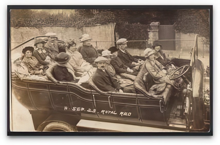 Devon Charabanc Royal Red Cars By Roadside On Way To Lynmouth 1921 Vintage A4 Photo Print