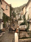 Devon Clovelly High Street Vintage A4 Photo Print