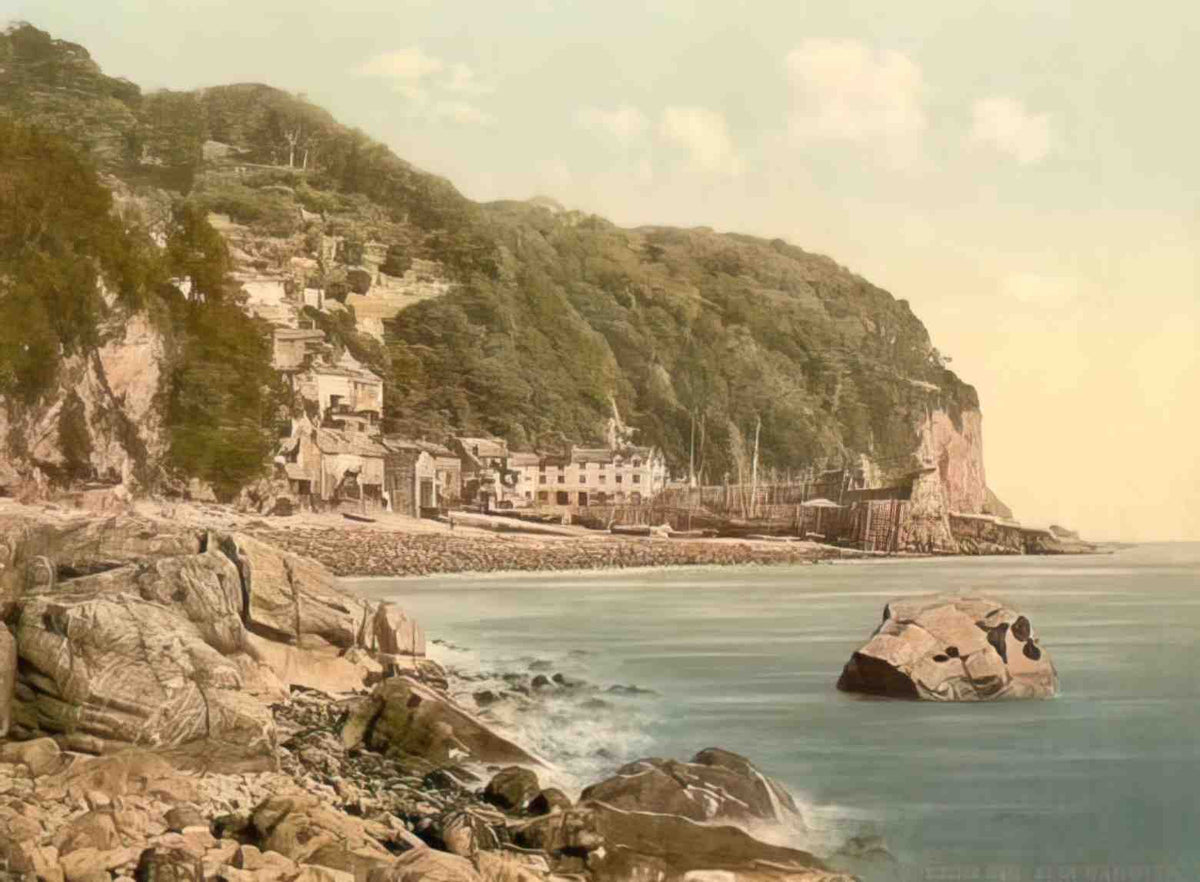 Devon Clovelly Outside Harbour Vintage A4 Photo Print