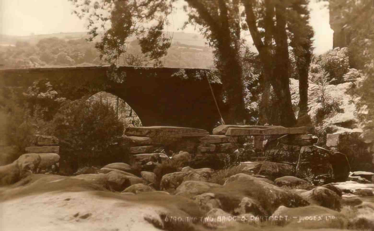 Devon Dartmeet The Two Bridges Vintage A4 Photo Print