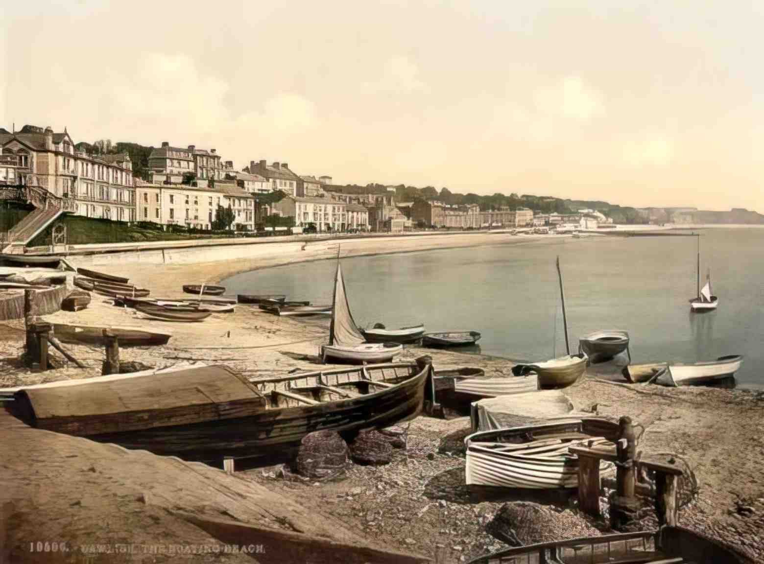 Devon Dawlish Boating Beach Vintage A4 Photo Print