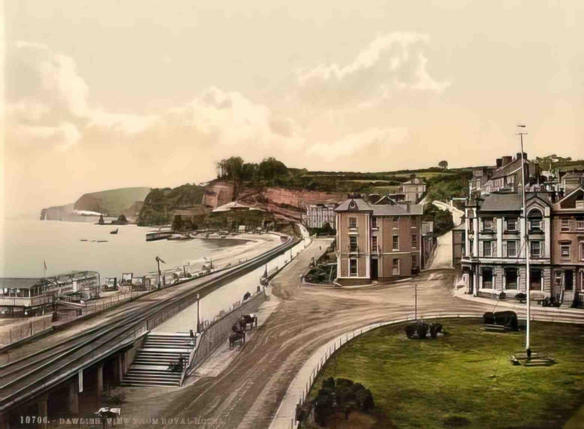 Devon Dawlish view from the Royal Hotel Vintage A4 Photo Print
