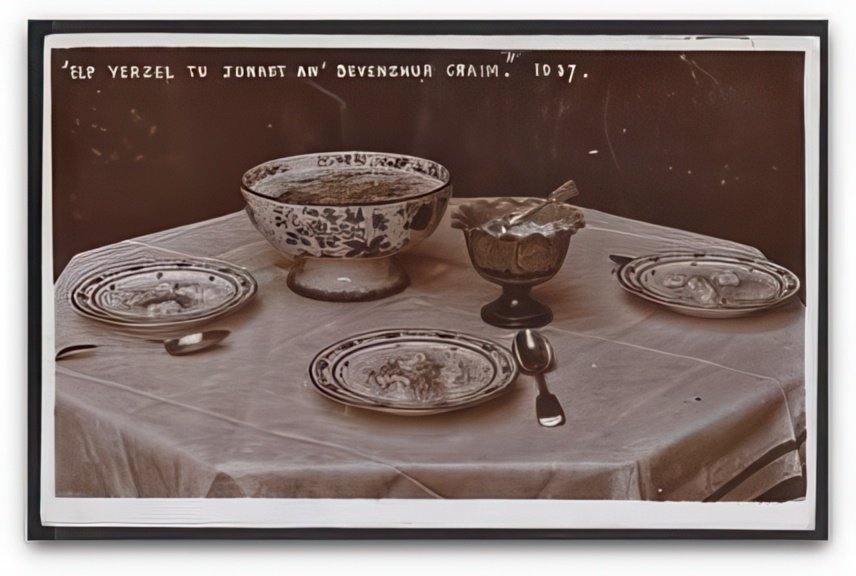 Devon Elp Yerzel Tu Junket An Devenzhur Craim Table Laid Plates Vintage A4 Photo Print