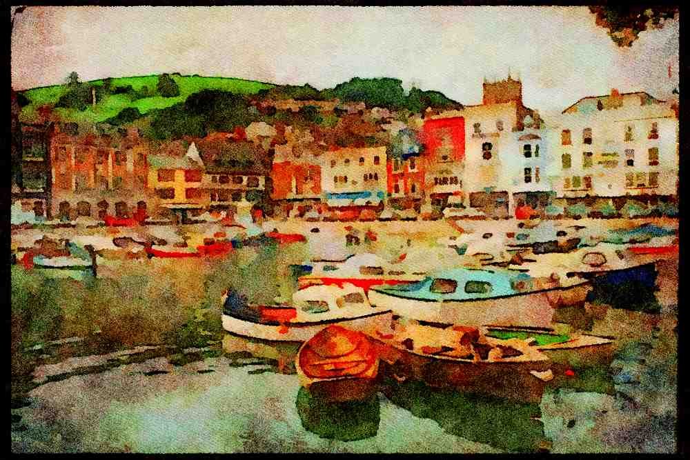 Devon England 291014 Inner Harbor, Dartmouth A4 Limited Edition Watercolour Print