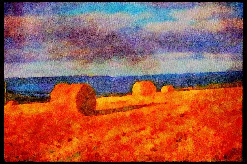 Devon England 291021 Hay Bales A4 Limited Edition Watercolour Print