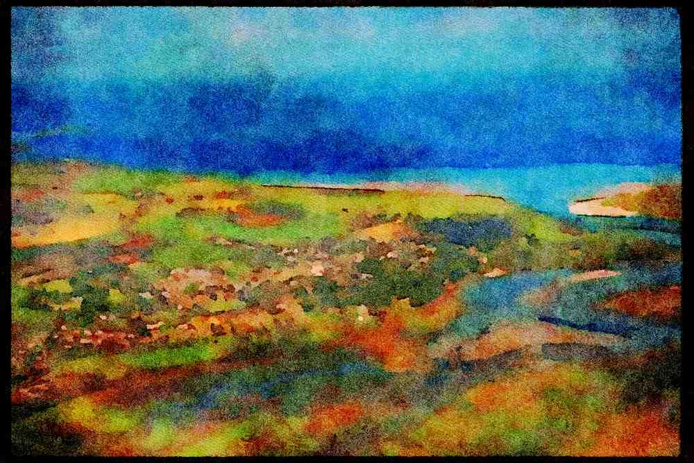 Devon England 291036 Hayle Estuary And Carbis Bay A4 Limited Edition Watercolour Print