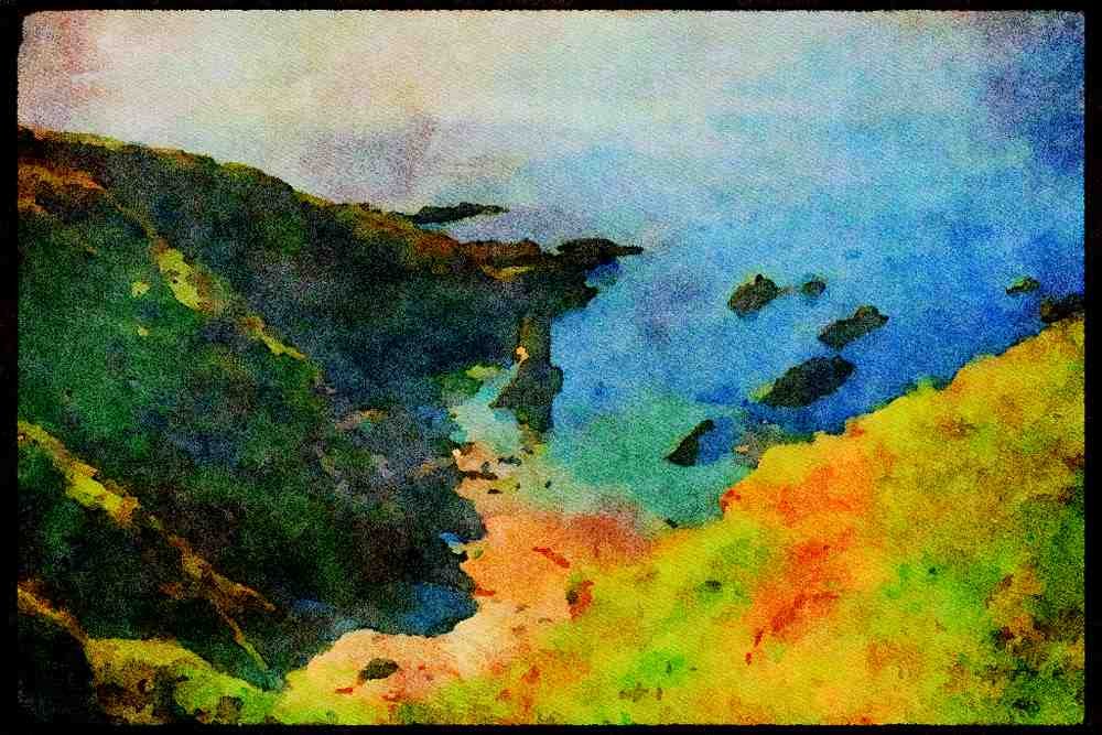 Devon England 291066 Bugle Hole Nr. Battisborough A4 Limited Edition Watercolour Print