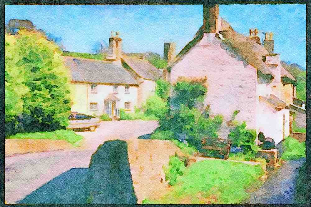 Devon England 291081 Village Of South Pool A4 Limited Edition Watercolour Print