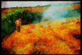 Devon England 291098 Stubble Burning A4 Limited Edition Watercolour Print