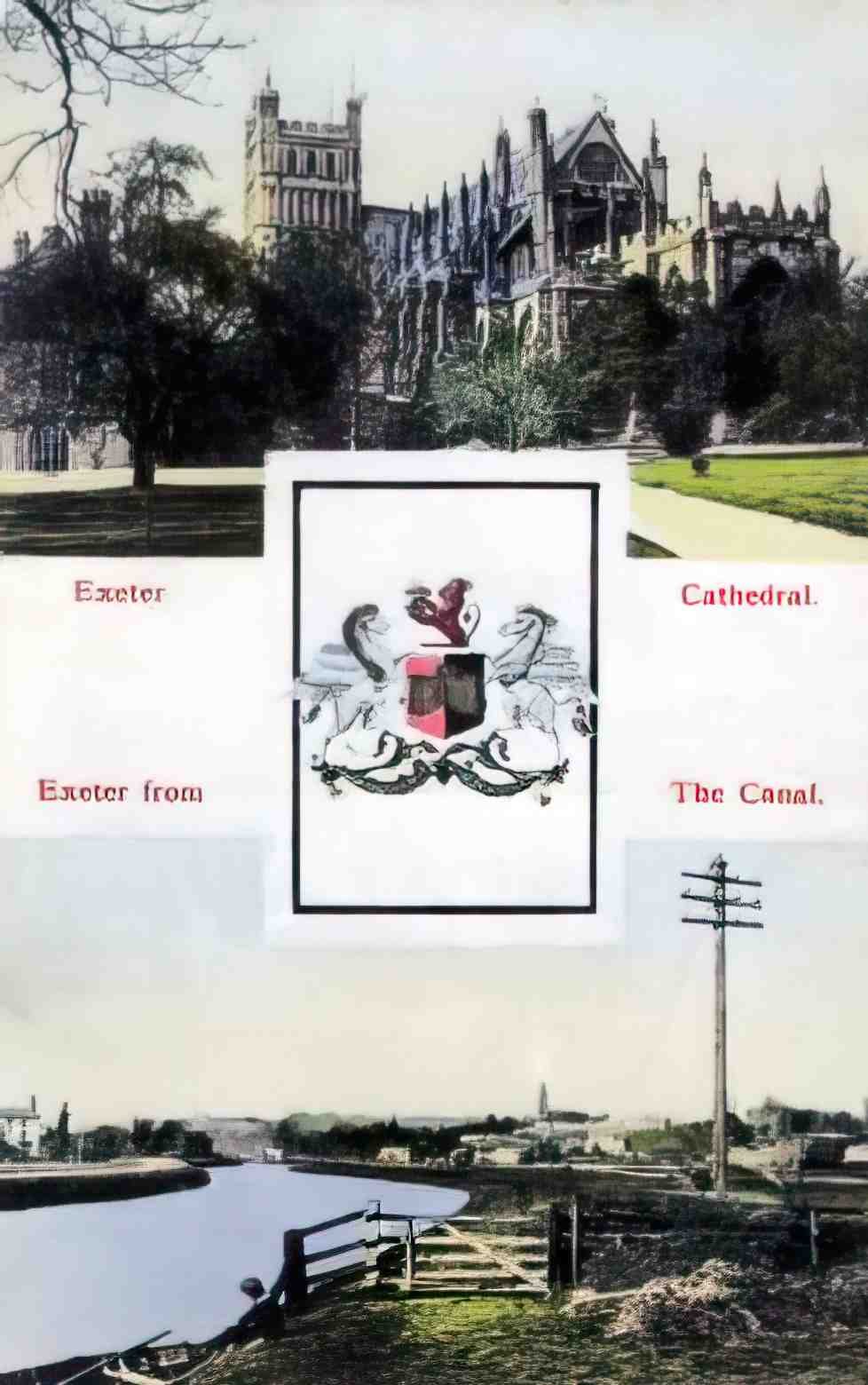 Devon Exeter Cathedral and Exeter from the Canal Vintage A4 Photo Print