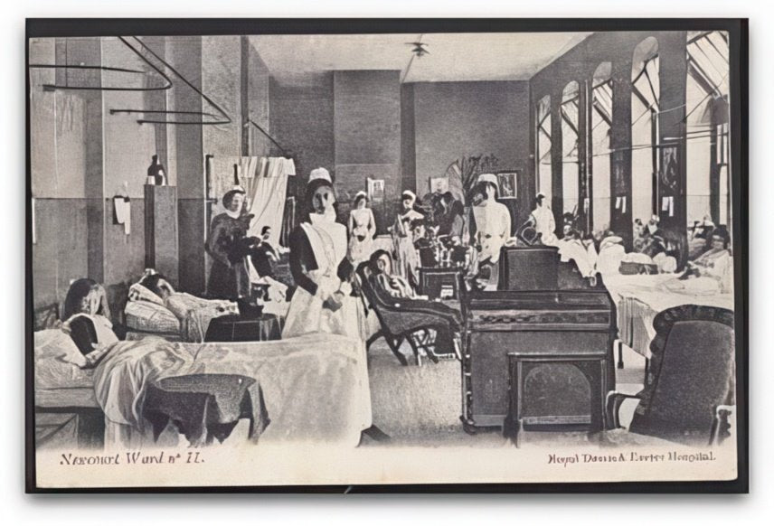 Devon Exeter The Royal Devon & Exeter Hospital Newcourt Ward Noii Nurses Vintage A4 Photo Print