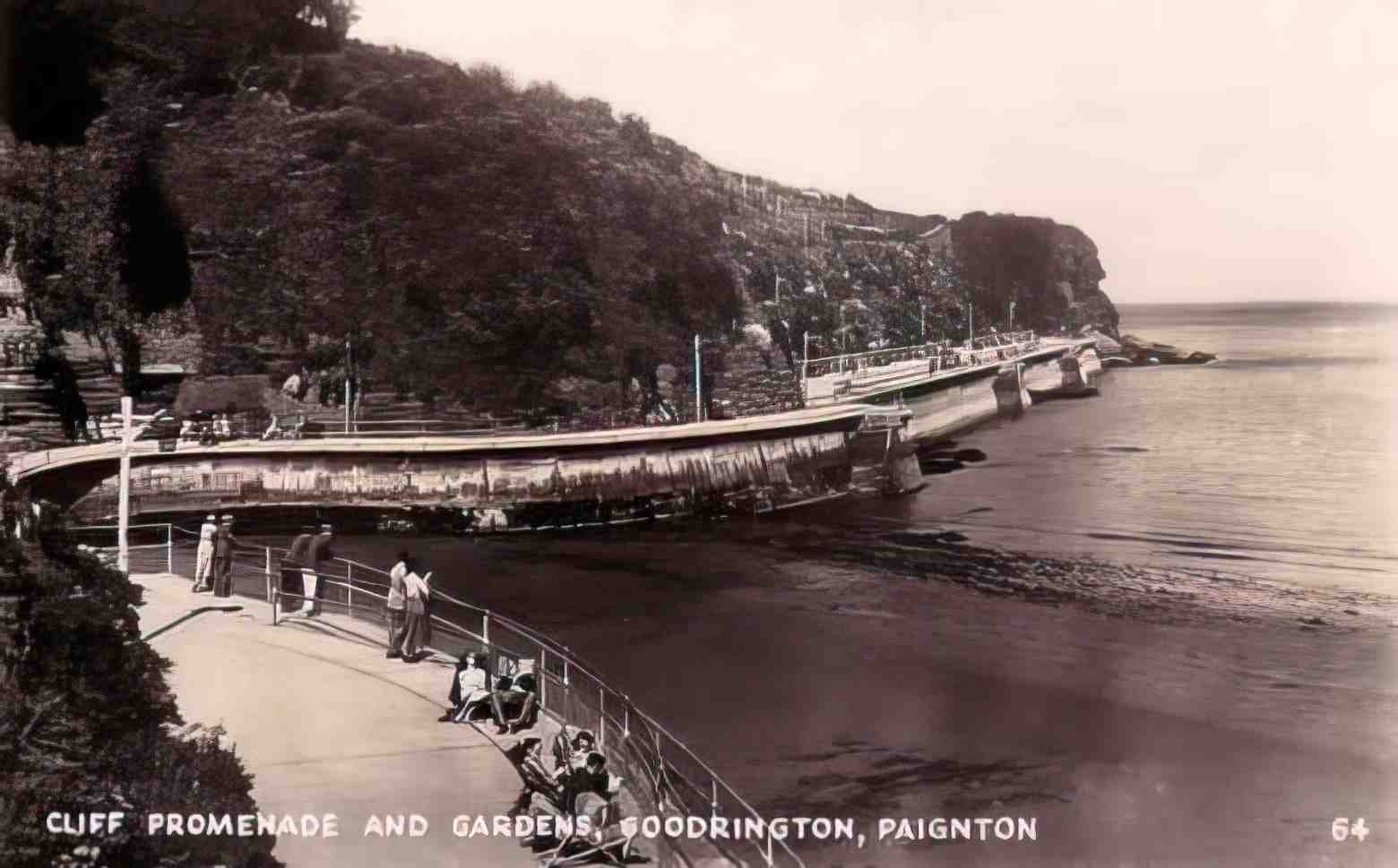 Devon Goodrington Cliff Promenade and Gardens Vintage A4 Photo Print