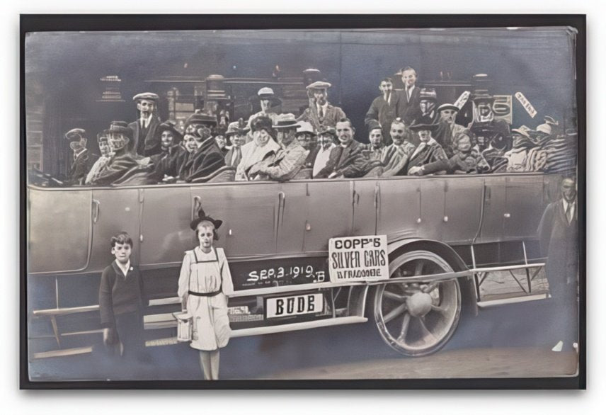 Devon Ilfracombe Charabanc Copps Silver Cars To Bude 1919 Boy Girl Vintage A4 Photo Print
