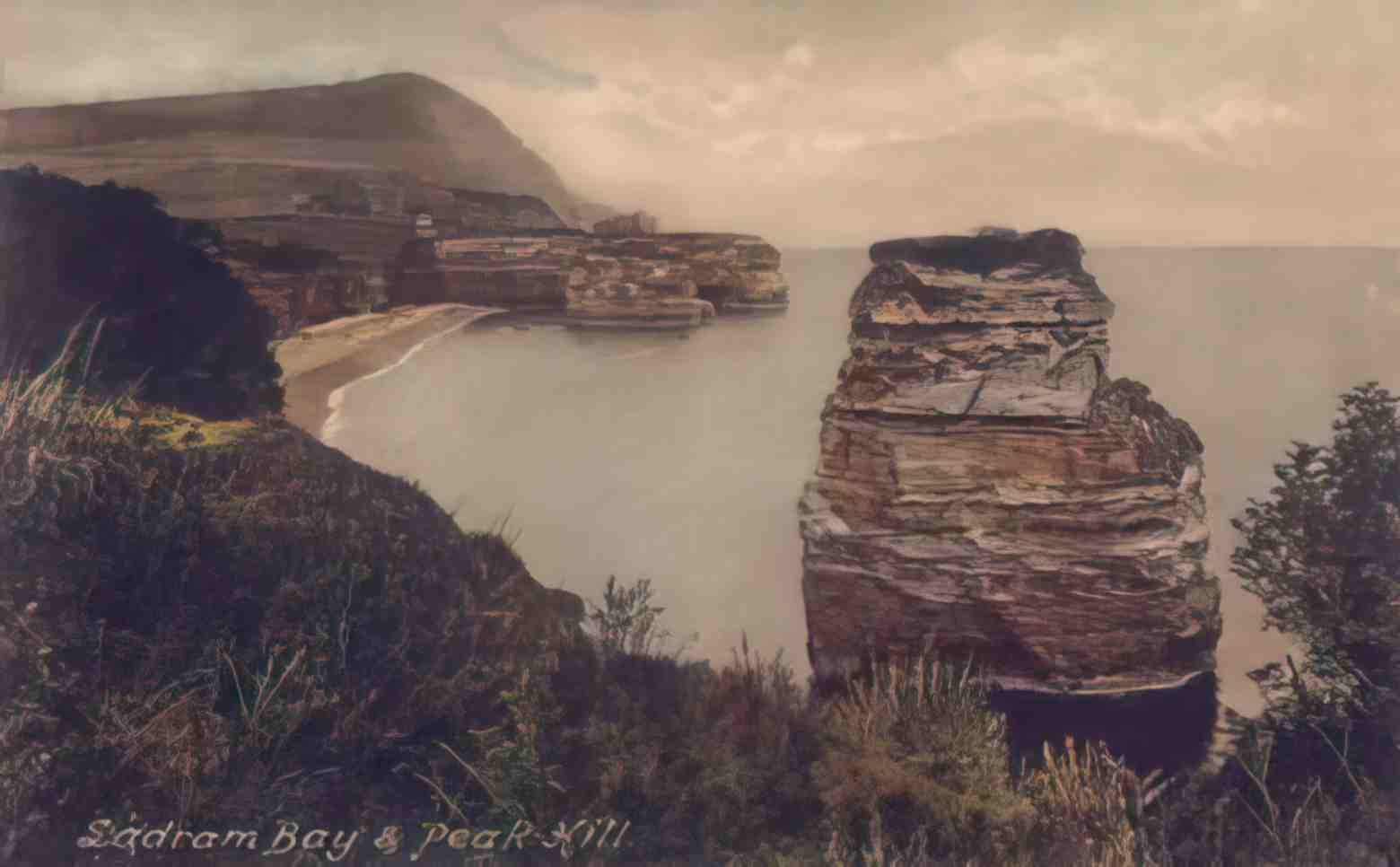 Devon Ladram Bay and Peak Hill 1920s Vintage A4 Photo Print