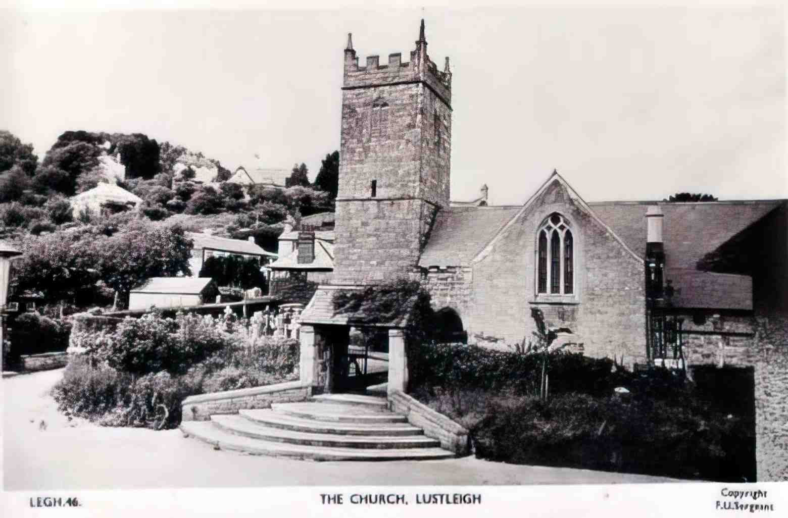 Devon Lustleigh Church Vintage A4 Photo Print
