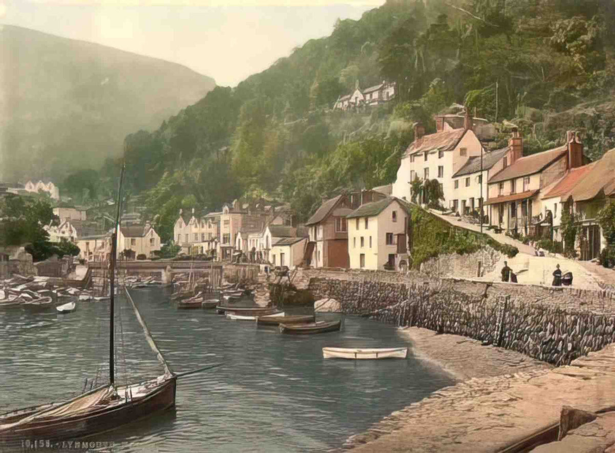 Devon Lynmouth Harbour Vintage A4 Photo Print