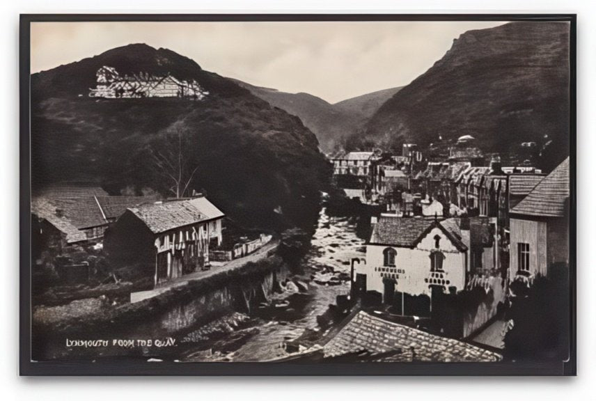Devon Lynmouth Town From The Quay Nelson Tea Rooms Vintage A4 Photo Print