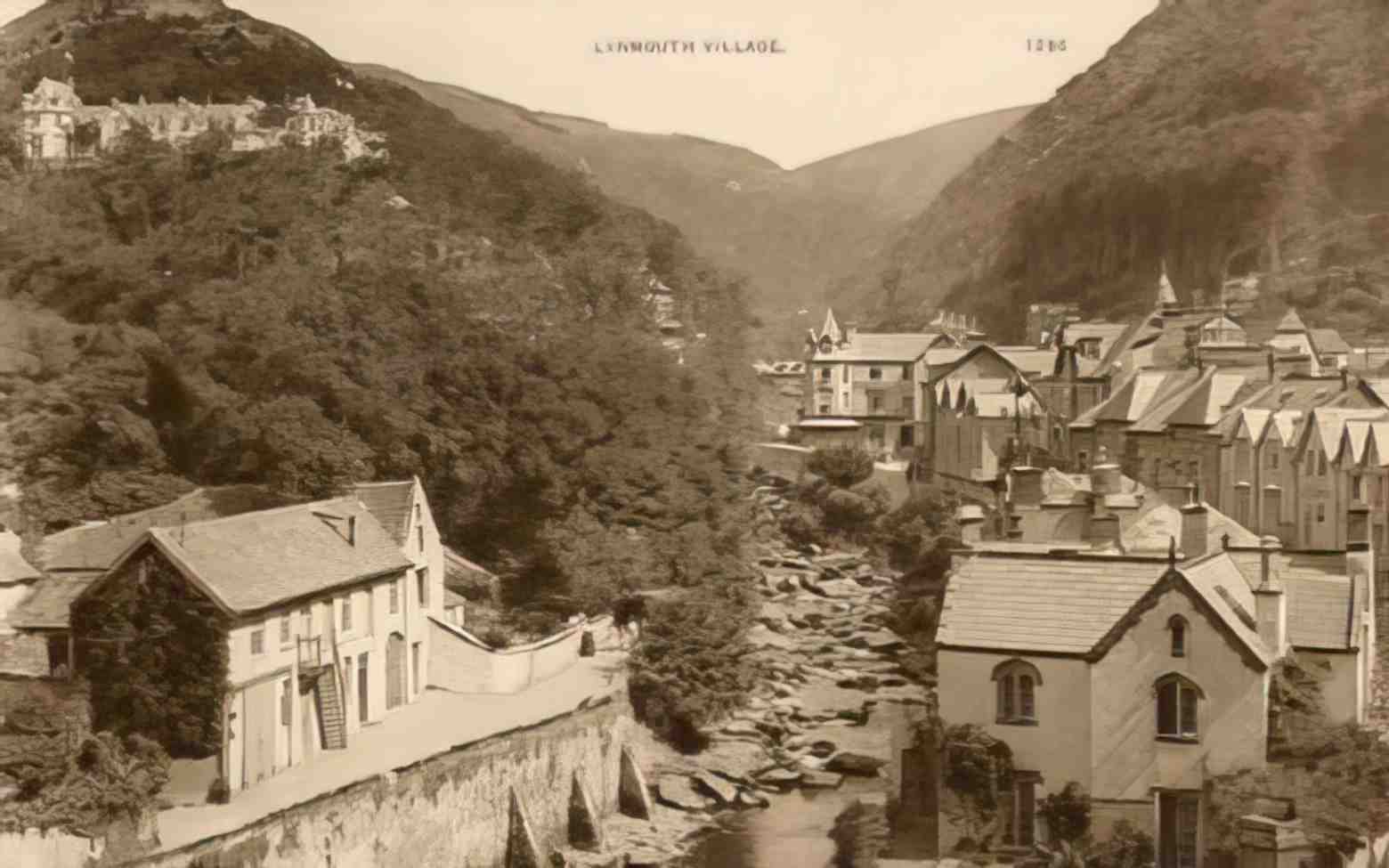 Devon Lynmouth Village Vintage A4 Photo Print