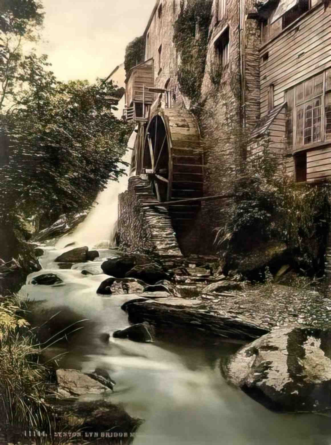 Devon Lynton Lyn Bridge Mill Vintage A4 Photo Print