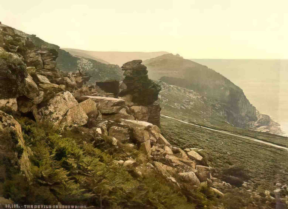 Devon Lynton and Lynmouth Devils Cheesewring Vintage A4 Photo Print