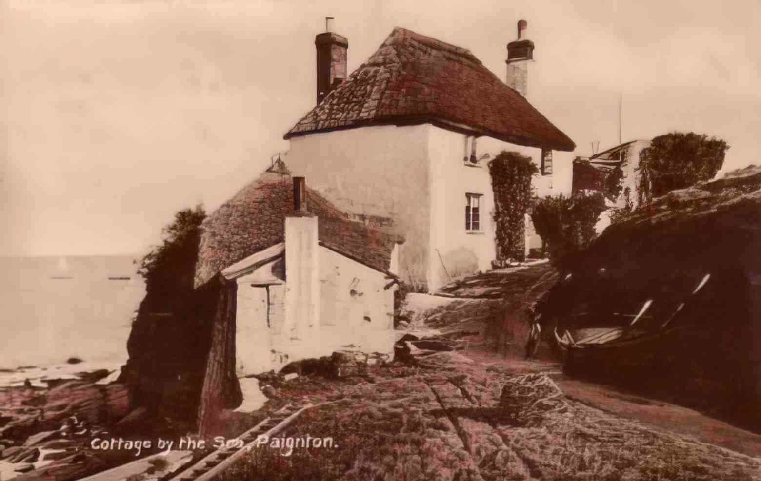 Devon Paignton Cottage by the Sea 1910s Vintage A4 Photo Print