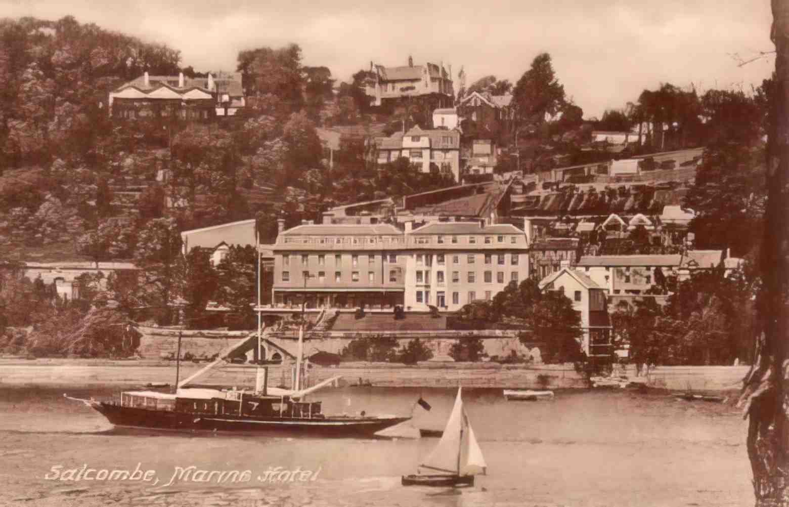 Devon Salcombe Marine Hotel Vintage A4 Photo Print