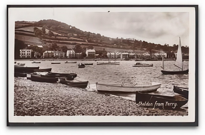 Devon Shaldon Village Waterfront From Ferry Beach & Fishing Boats Vintage A4 Photo Print
