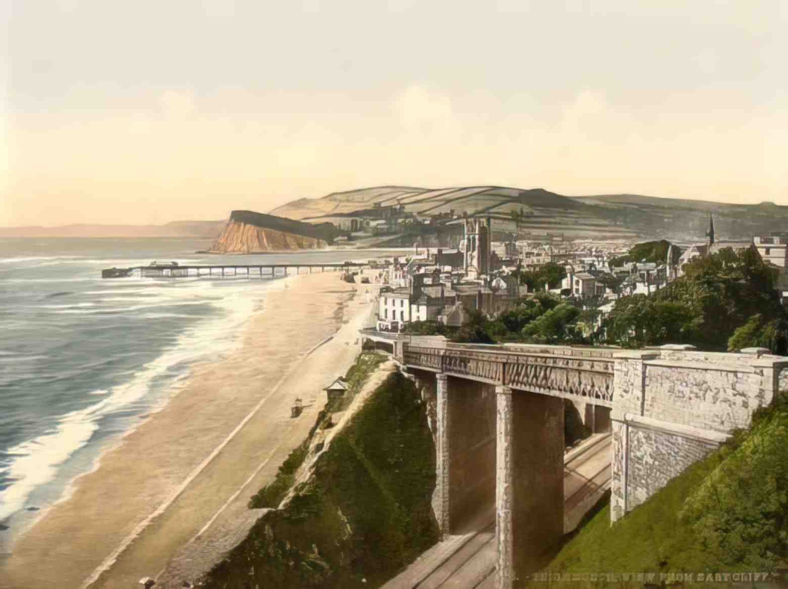 Devon Teignmouth view from East Cliff Vintage A4 Photo Print