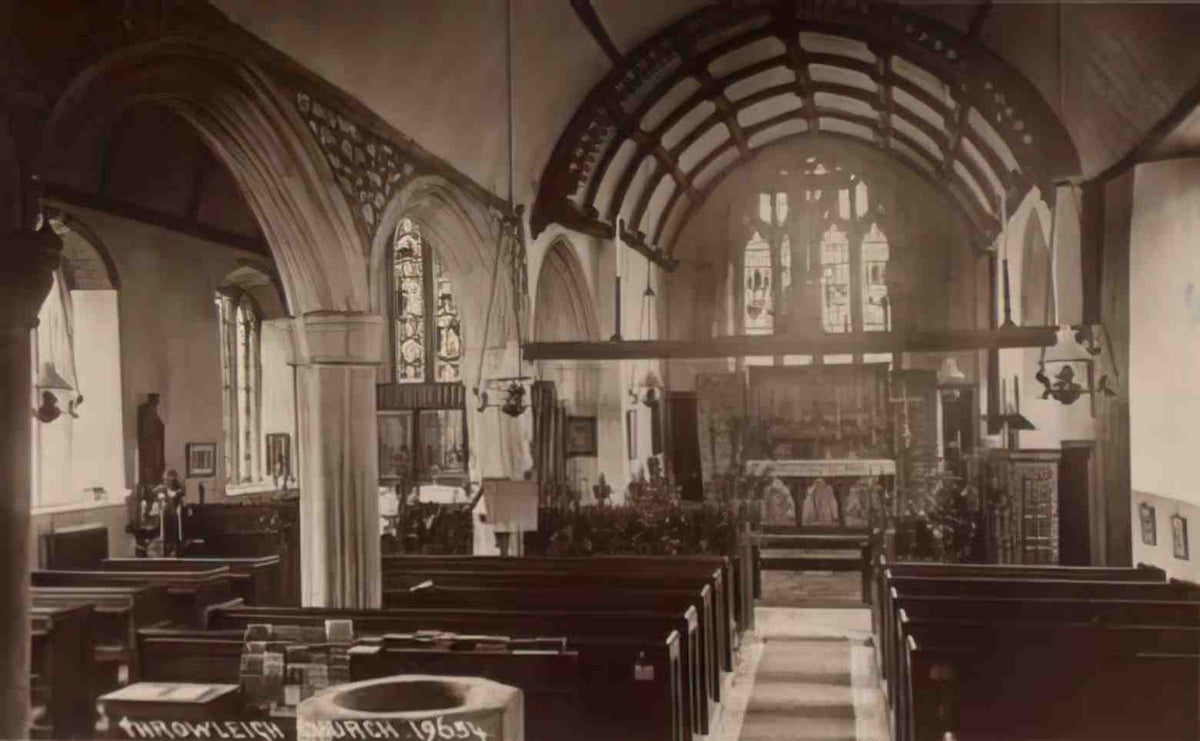Devon Throwleigh St Mary the Virgin Interior in 1934 Vintage A4 Photo Print