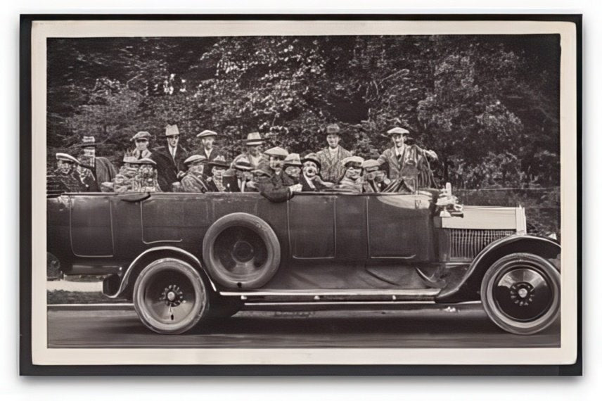Devon Torquay Charabanc Men Passengers & Driver Pose Vintage A4 Photo Print