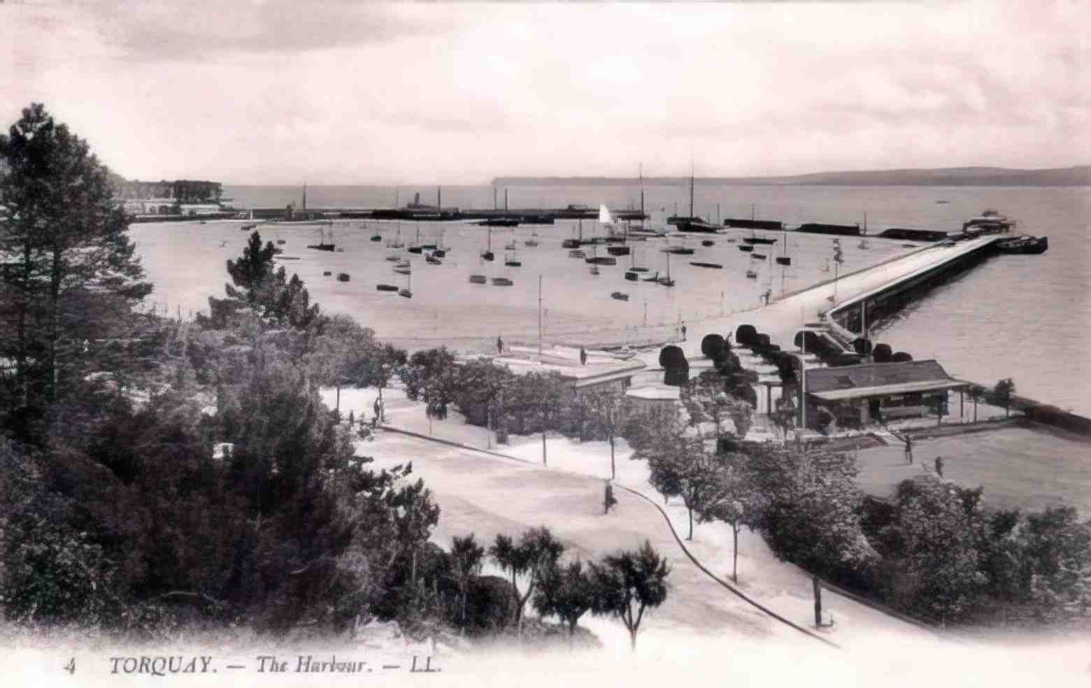 Devon Torquay Harbour 1910s Vintage A4 Photo Print