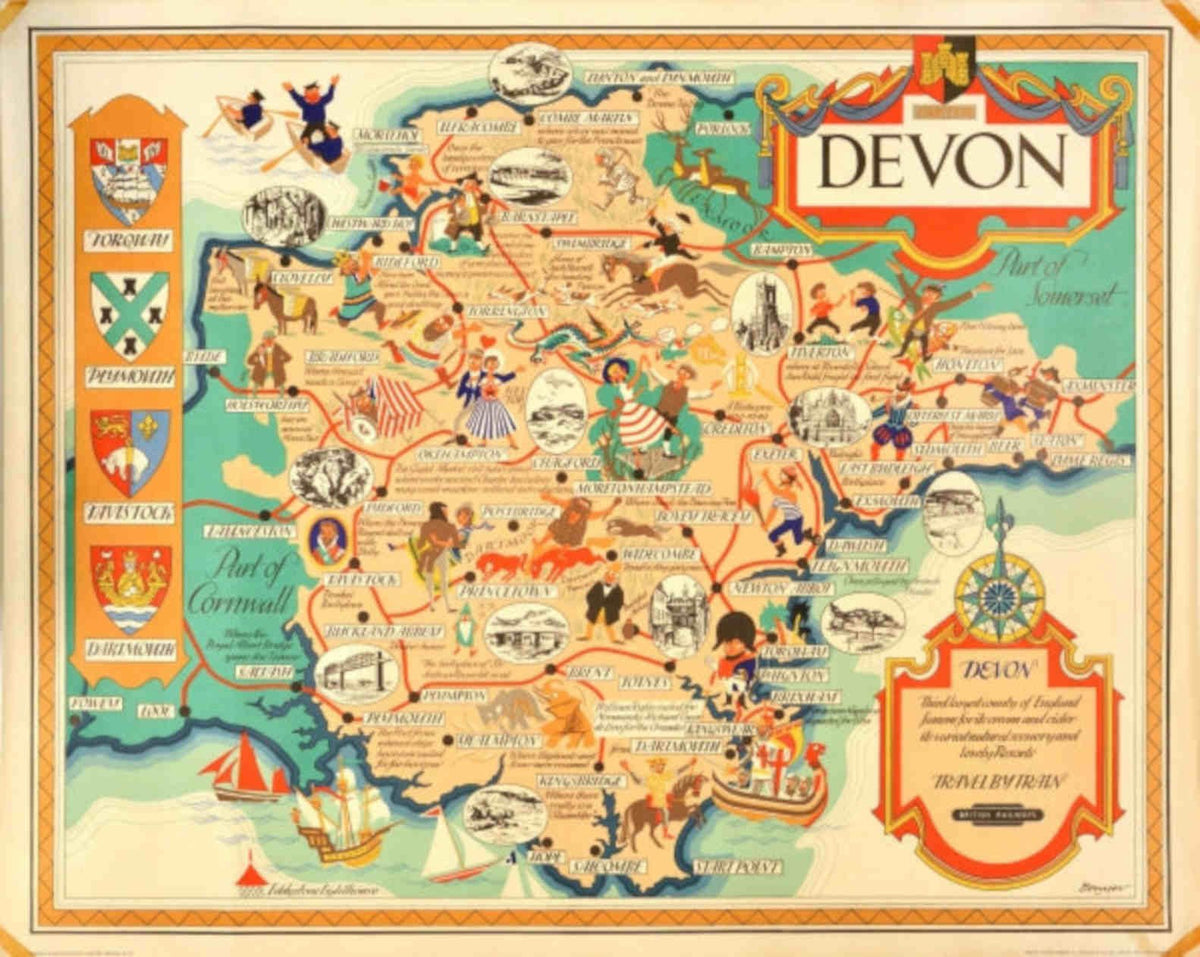 Devon Travel Poster Vintage Retro Advert Poster A4 Photo Print