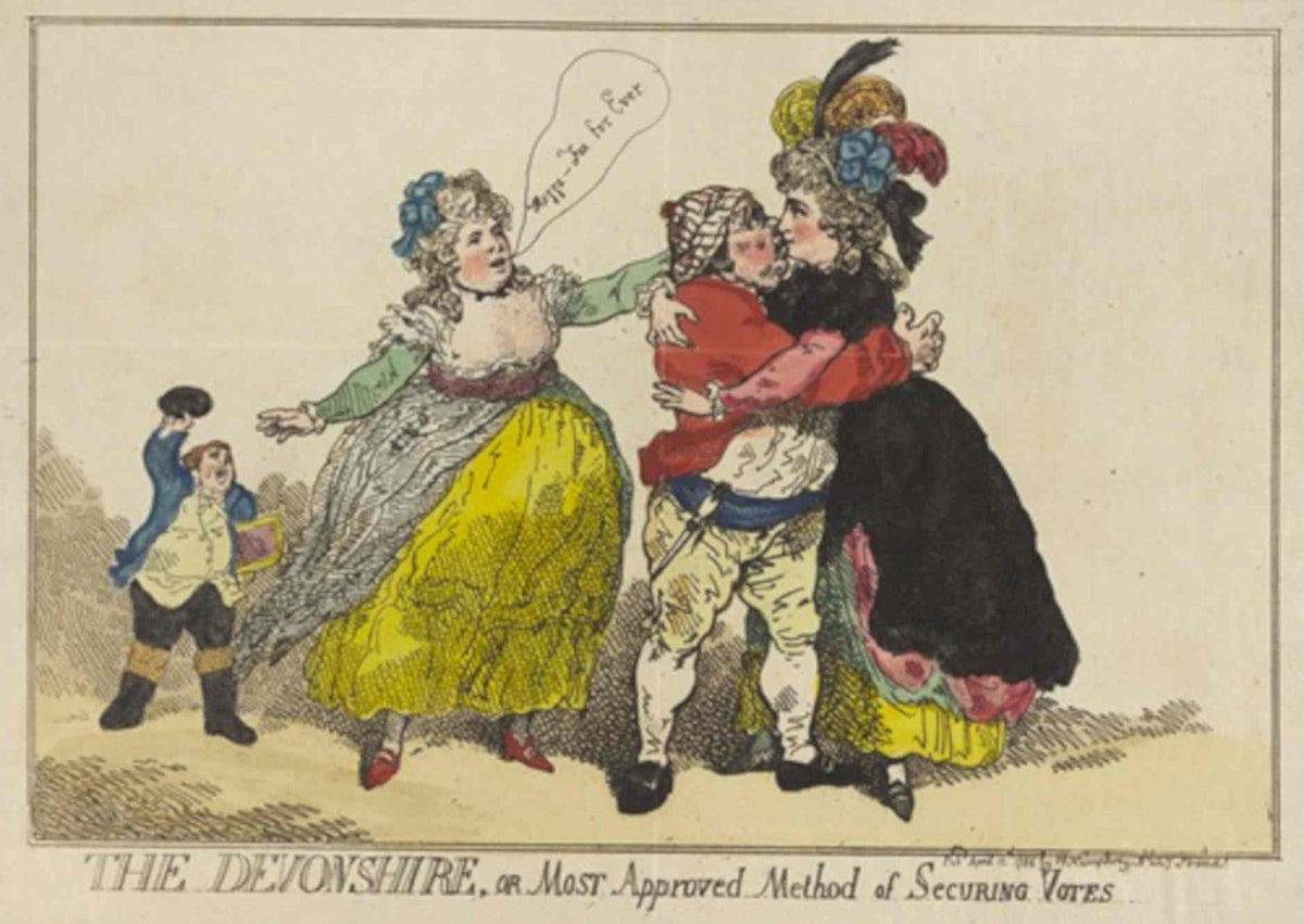 Devonshire Bribery Votes GB Cartoon Vintage Retro Advert Poster