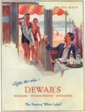 Dewars Beach Scotch 1930s Vintage Retro Advert Poster