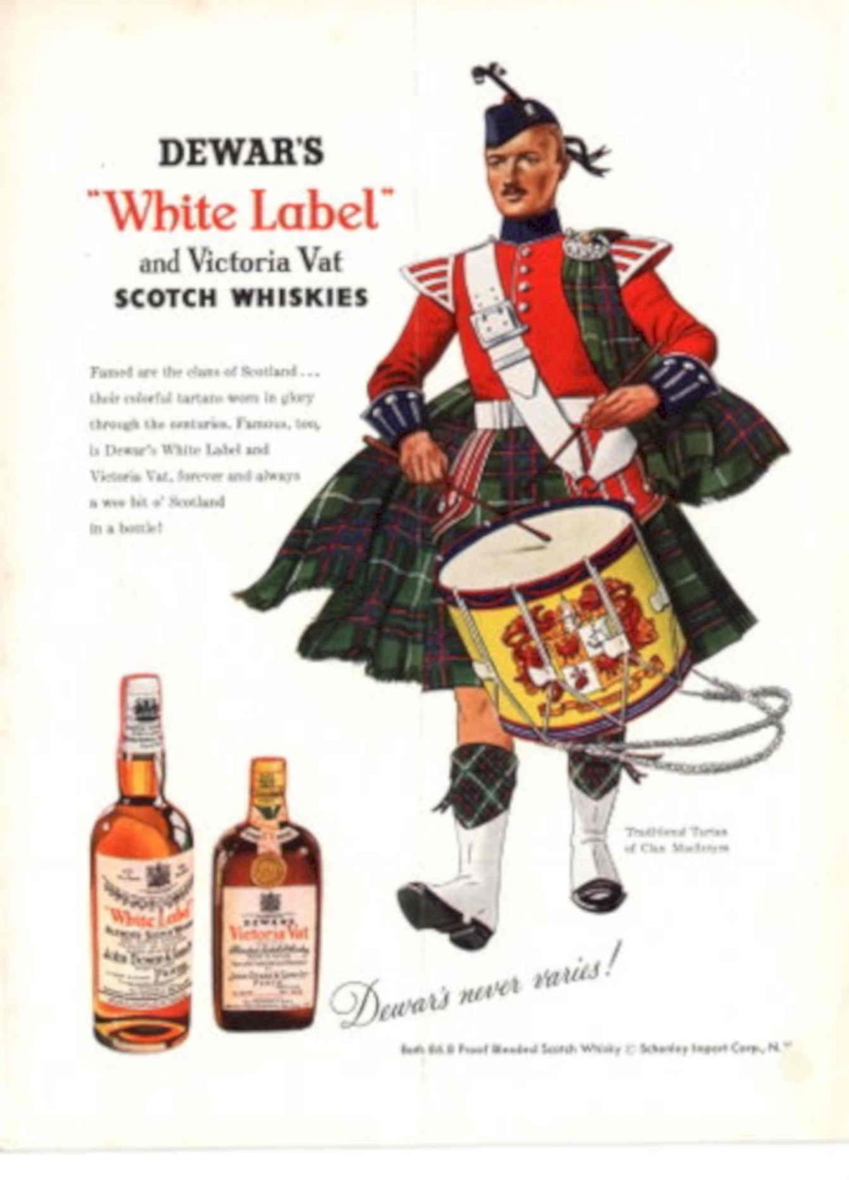 Dewars Drum Kilt 1950s Vintage Retro Advert Poster