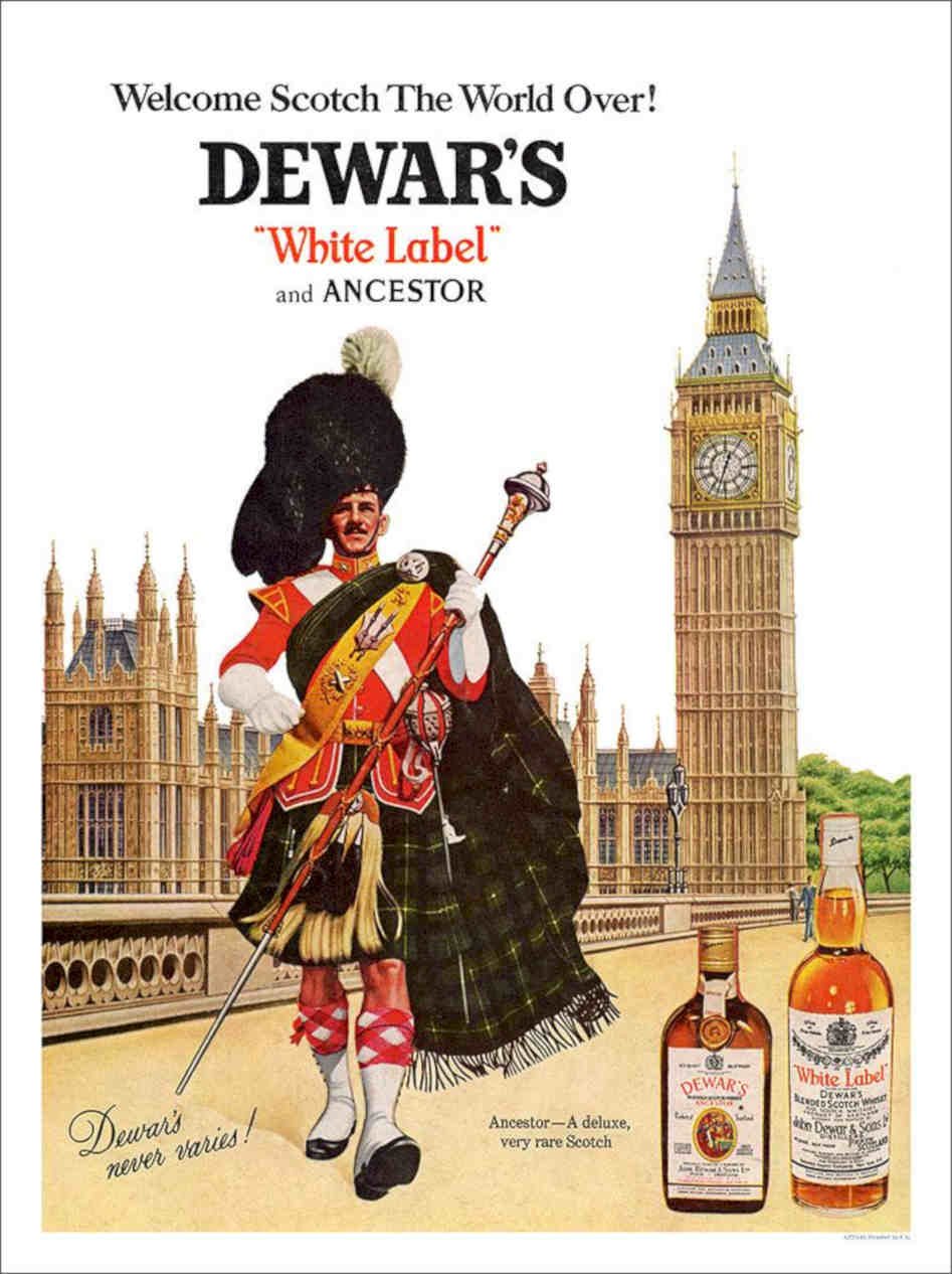 Dewars White Label Scotch Whisky Vintage Retro Advert Poster A4 Photo Print