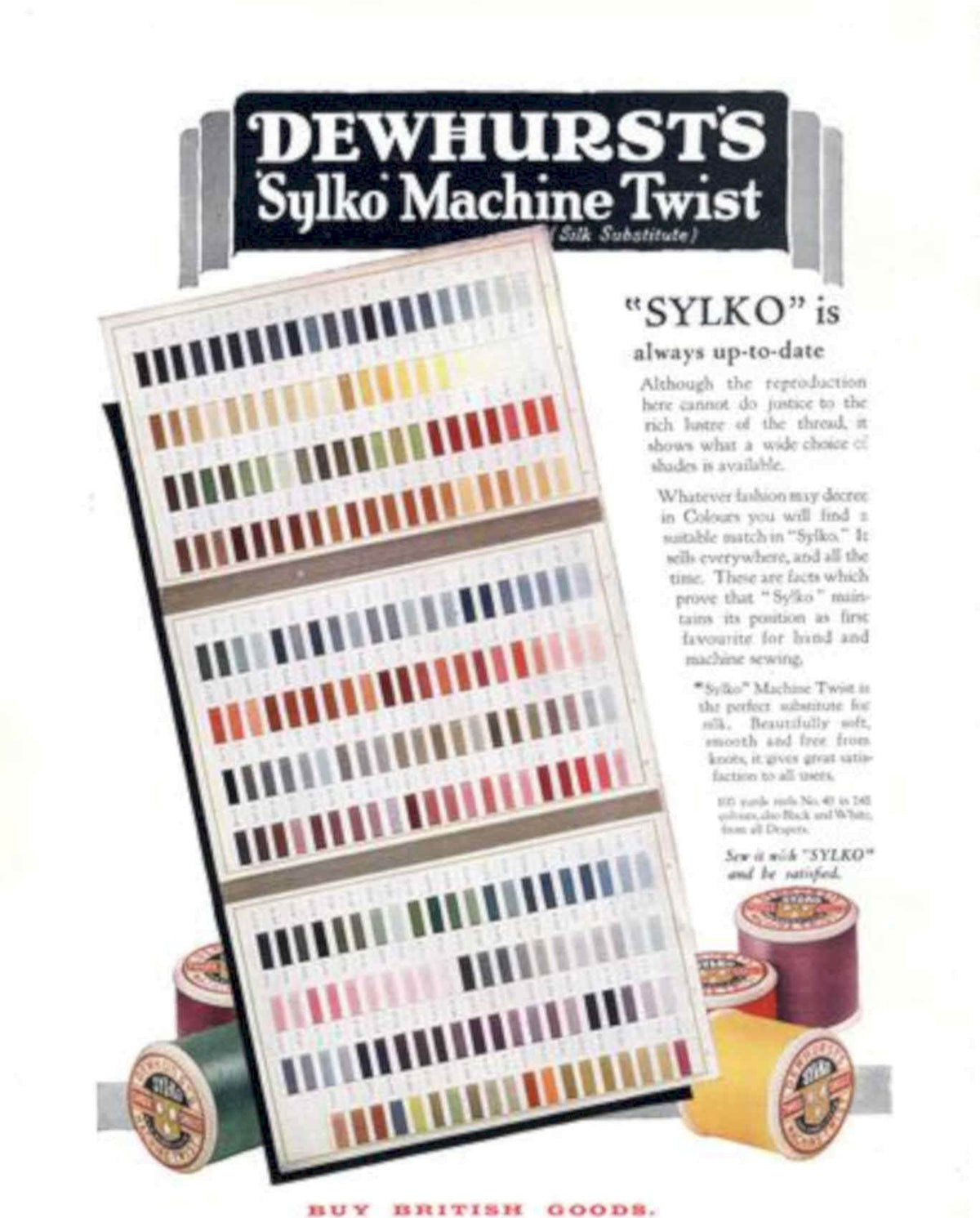 Dewhursts Sylko Thread Vintage Retro Advert Poster A4 Photo Print
