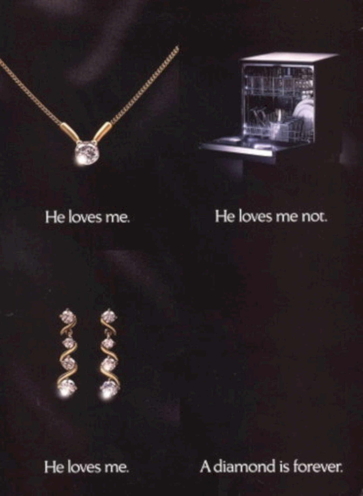 Diamond Earrings Necklace 1990s Vintage Retro Advert
