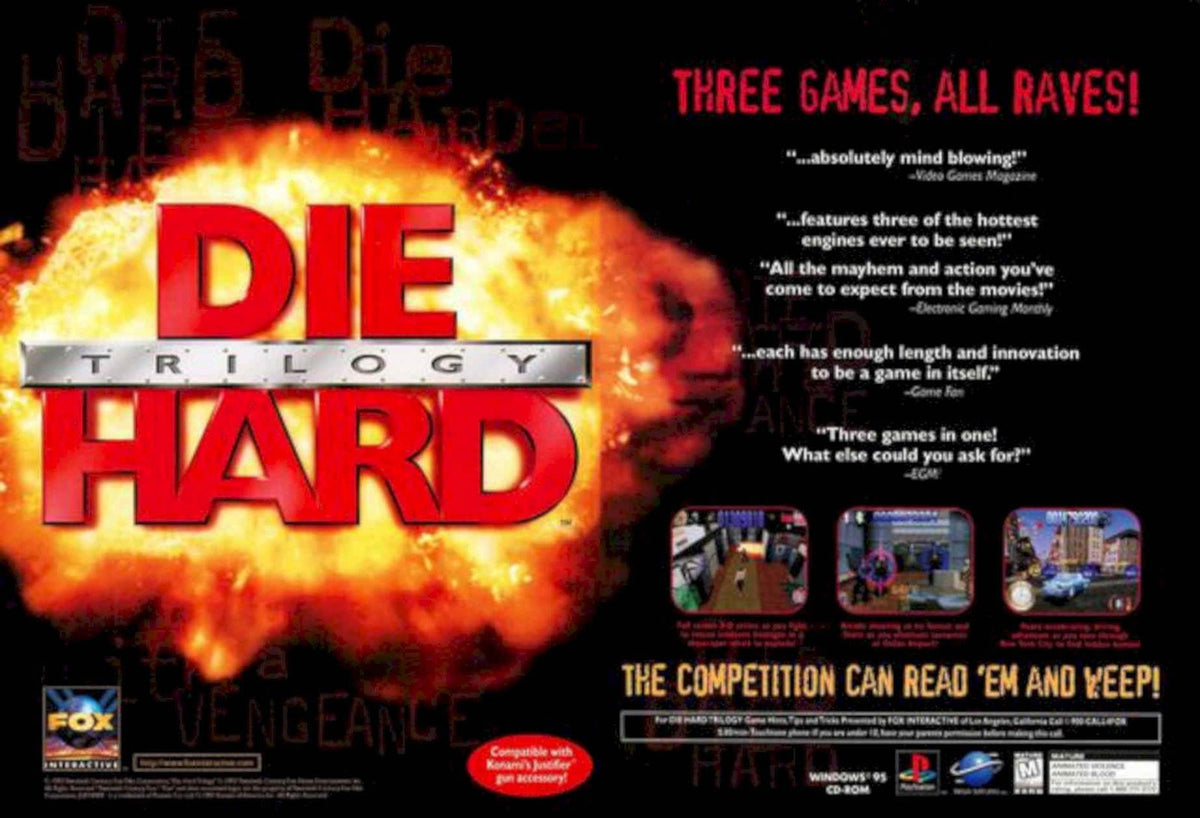 Die Hard Trilogy Vintage Retro Advert Poster A4 Photo Print