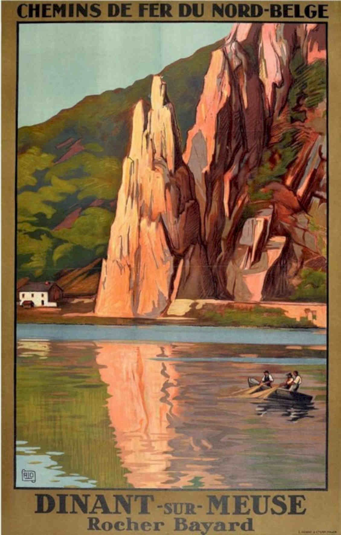 Dinant River Cliffs Vintage Retro Advert Poster A4 Photo Print
