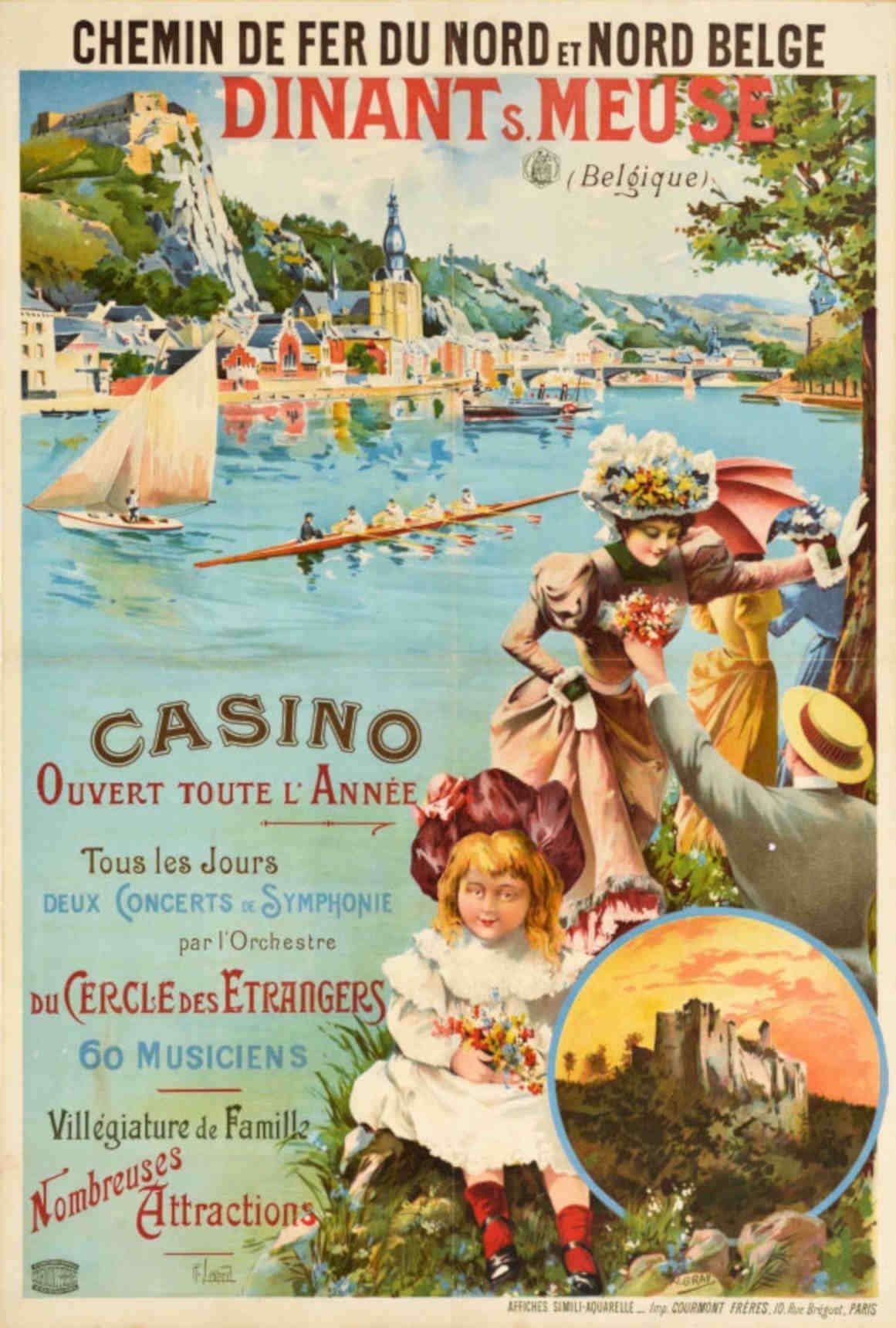 Dinant Rowboats Casino Vintage Retro Advert Poster A4 Photo Print