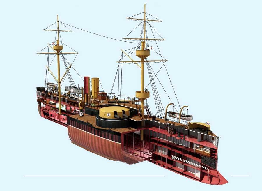 Dingyuan class ironclad cutaway A4 Photo Print