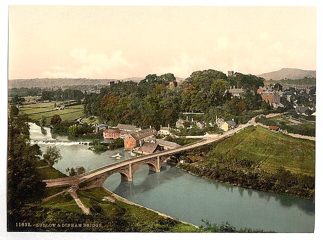 Dinham Bridge and Ludlow Vintage A4 Photo Print