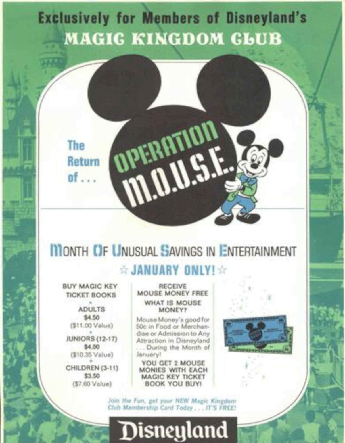 Disneyland Mouse Magic Vintage Retro Advert Poster A4 Photo Print