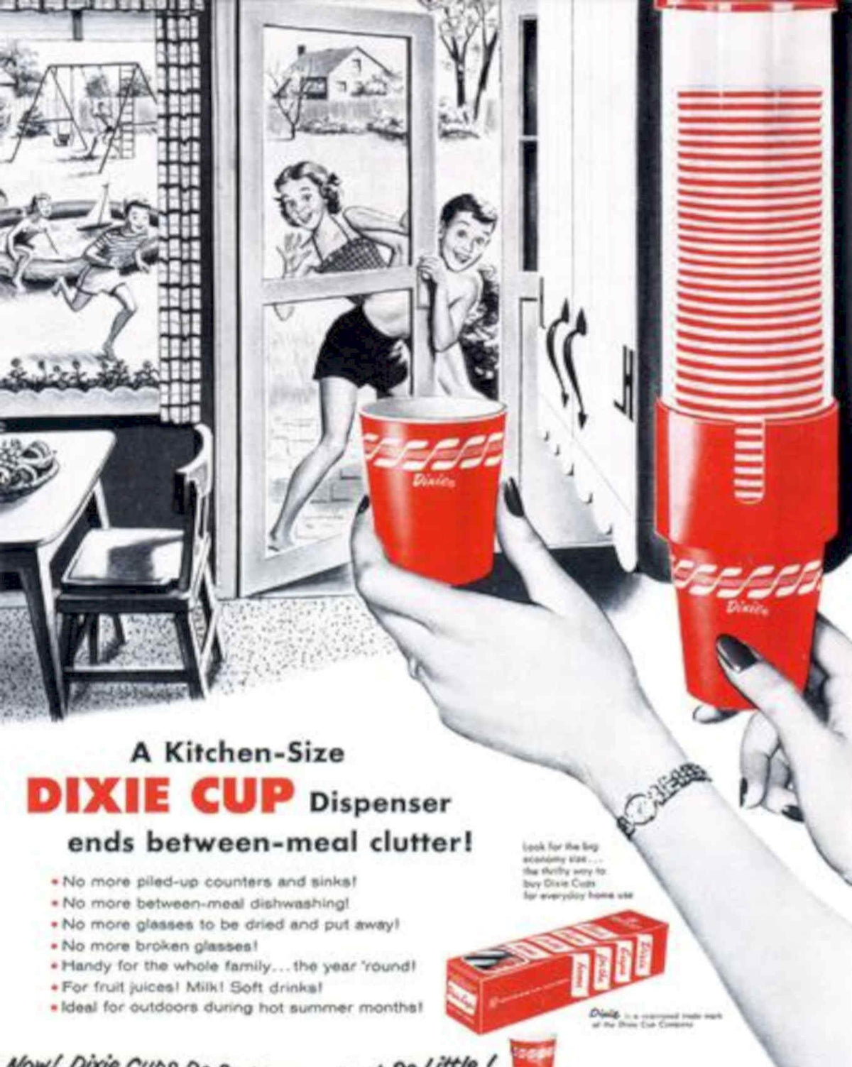 Dixie Cup Dispenser Vintage Retro Advert Poster A4 Photo Print